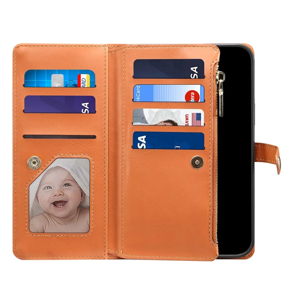 ESEBLE Galaxy Series For iPhone 16 Pro Case Leather Phone Cover with RFID Blocking Wallet - Brown - 4