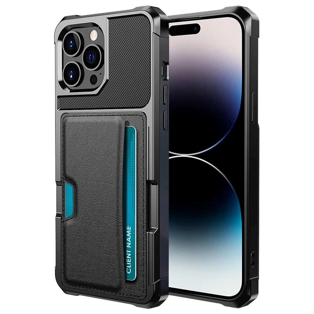 For iPhone 14 Pro Max ZM02 Card Slot PU Leather + TPU Case Reinforced Corner Anti-drop Phone Cover - 1