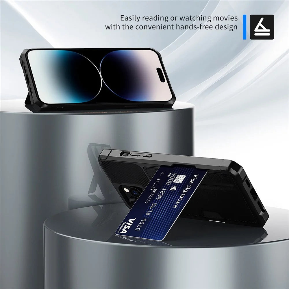 For iPhone 14 Pro Max ZM02 Card Slot PU Leather + TPU Case Reinforced Corner Anti-drop Phone Cover - 2