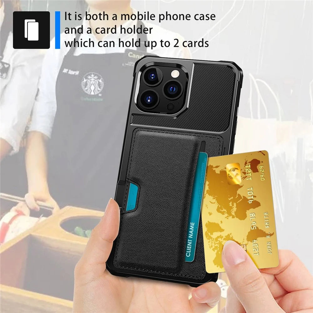 For iPhone 14 Pro Max ZM02 Card Slot PU Leather + TPU Case Reinforced Corner Anti-drop Phone Cover - 3