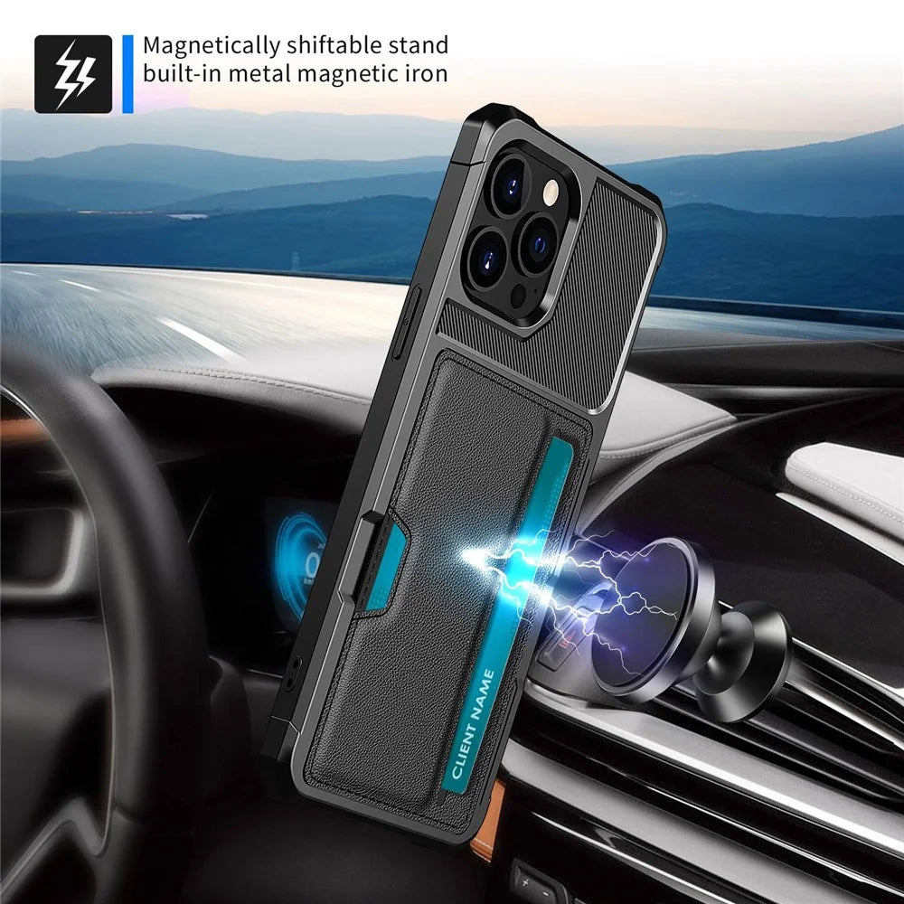 For iPhone 14 Pro Max ZM02 Card Slot PU Leather + TPU Case Reinforced Corner Anti-drop Phone Cover - 5