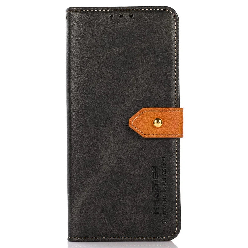 KHAZNEH For Samsung Galaxy S24 FE Wallet Case Folding Stand PU Leather Phone Cover - Black - 6
