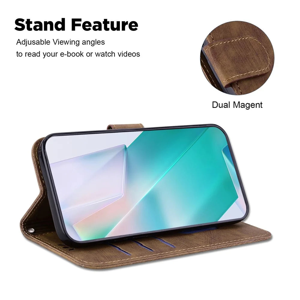 For TECNO Camon 30 Premier 5G Wallet Case Cute Tiger Imprint Leather Phone Cover - Brown - 2
