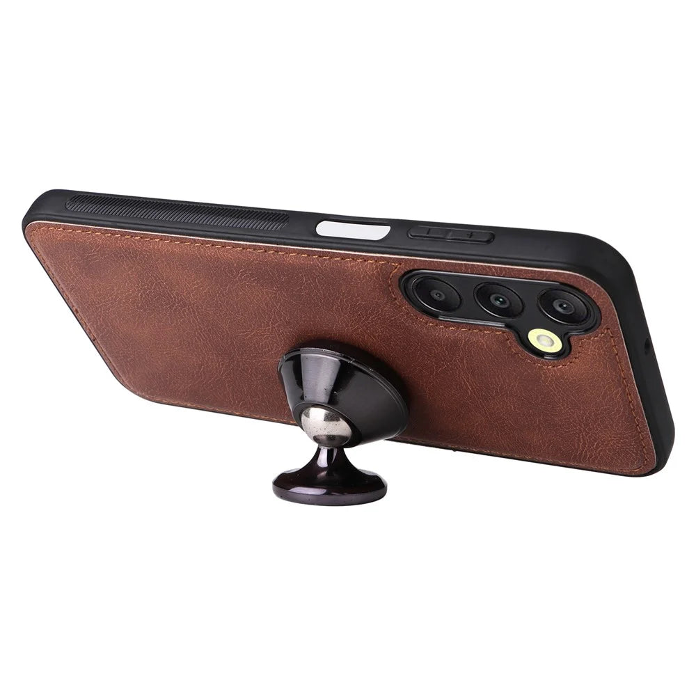 For Samsung Galaxy A25 5G (Global) (161.0 x 76.5 x 8.3mm) Case 2 in 1 Detachable Magnetic Leather Wallet Mobile Cover with Strap - Brown - 5