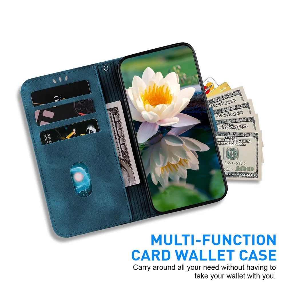 For TECNO Pova 6 5G / 6 Pro 5G Case with Wrist Strap Lotus Imprint Leather Wallet Phone Cover - Blue - 2
