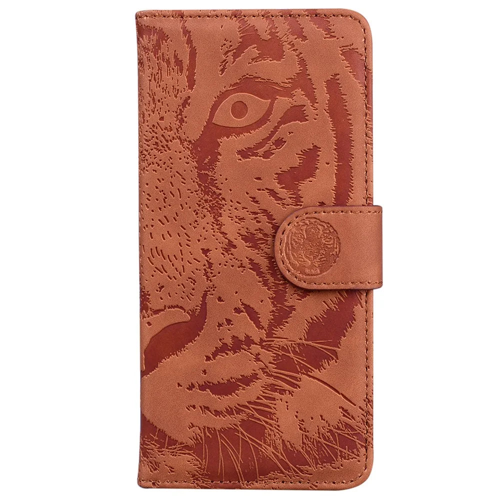 For TECNO Pova 6 5G / 6 Pro 5G Wallet Case Tiger Imprint Leather Stand Phone Cover - Brown - 6