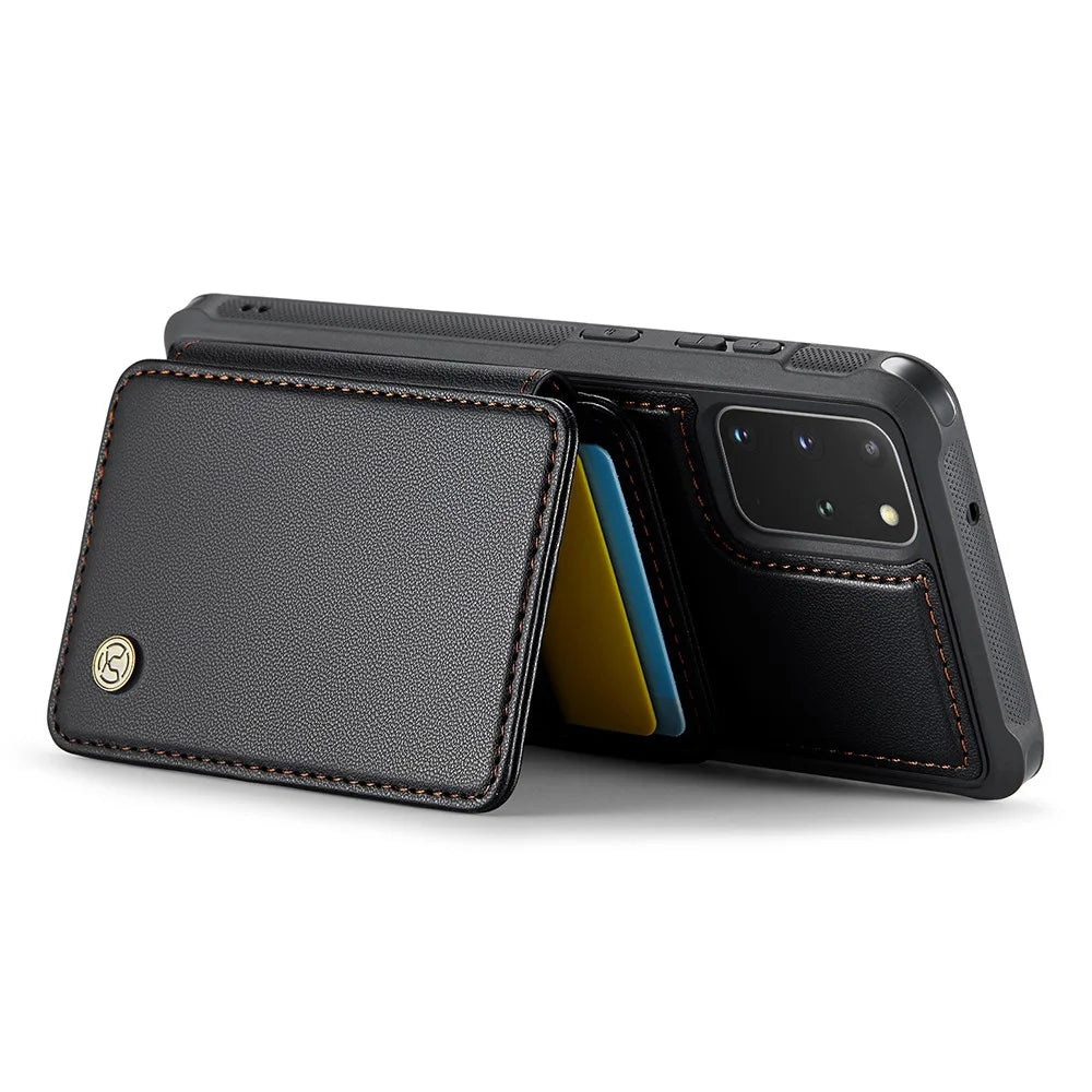JEEHOOD J05 For Samsung Galaxy S20 Plus 5G / 4G Case Leather Mobile Cover with Detachable Magnetic Card Bag - Black - 4