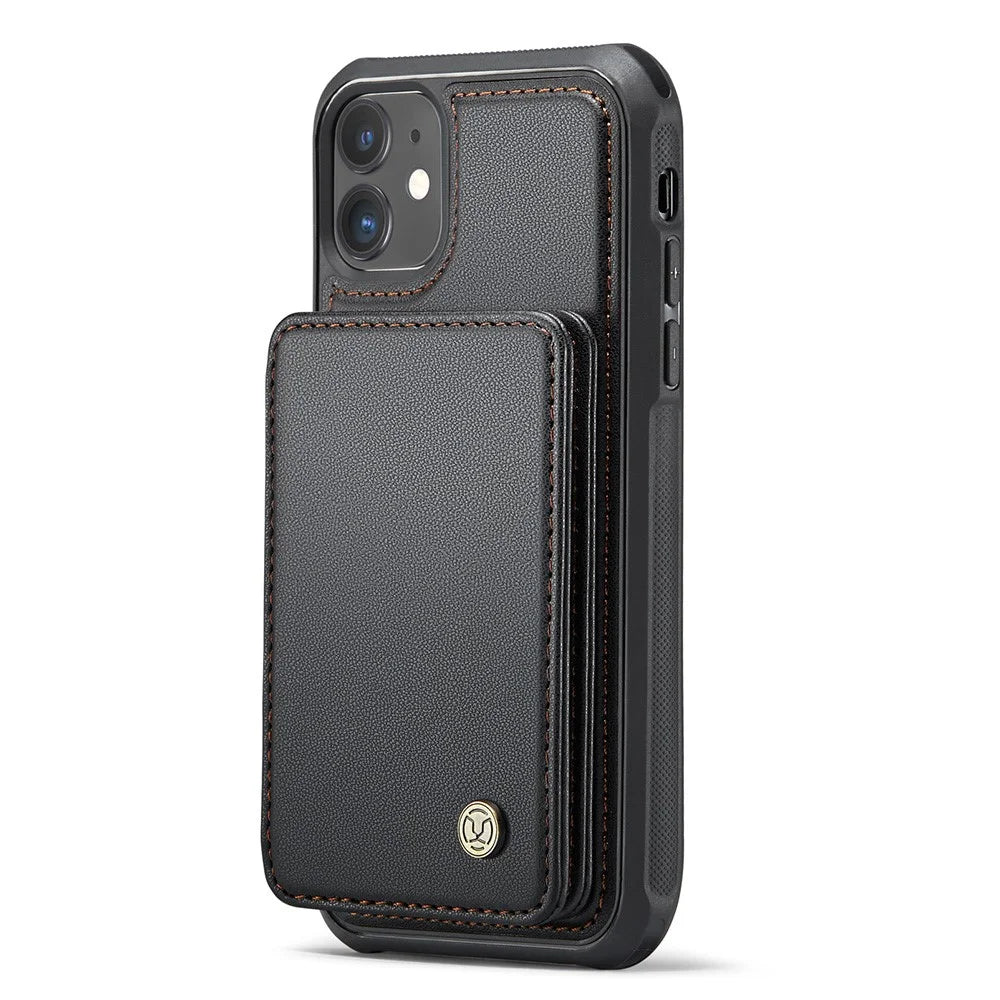 JEEHOOD J05 For iPhone 11 Case Leather Mobile Cover with Detachable Magnetic Card Bag - Black - 2