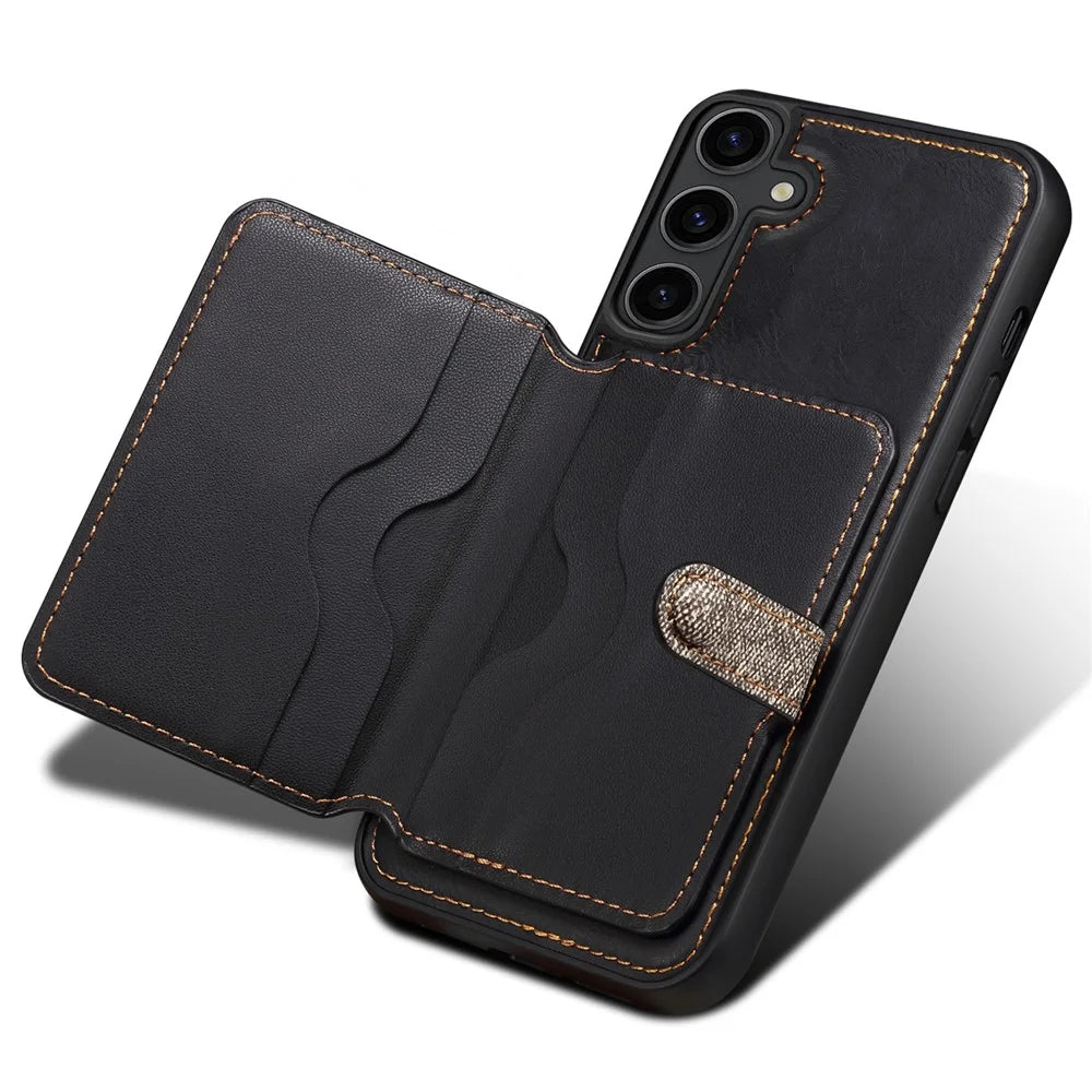 ESEBLE For Samsung Galaxy S24+ Case Splicing Color PU Leather Back Cover with Card Holder - Dark Grey - 2