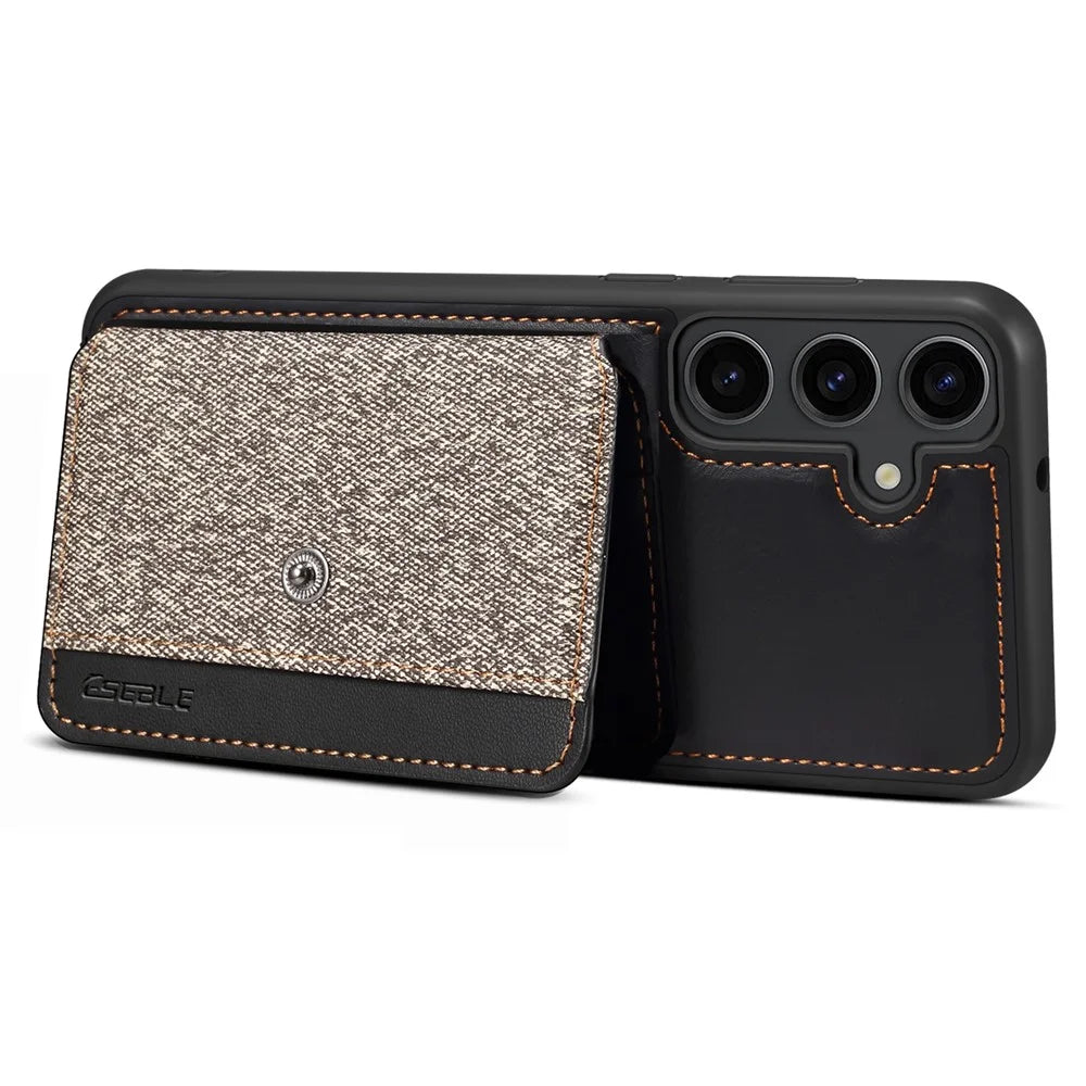 ESEBLE For Samsung Galaxy S24+ Case Splicing Color PU Leather Back Cover with Card Holder - Dark Grey - 3