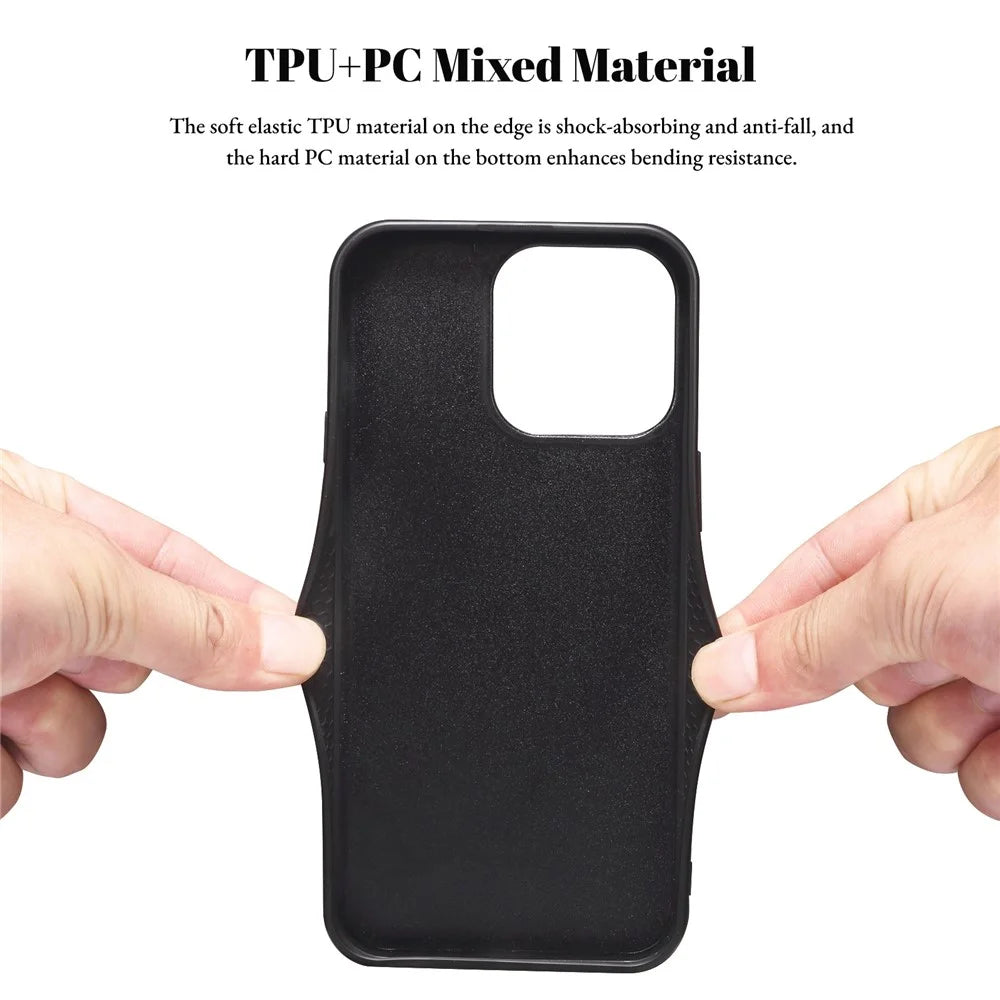 ESEBLE For iPhone 14 Pro Case Kickstand PU Leather Back Shell with Card Slots Color Splicing - Dark Grey - 6