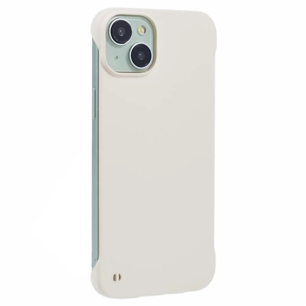 For iPhone 15 Frameless Case Minimalist Hard PC Phone Cover Skin-Touch - White - 1