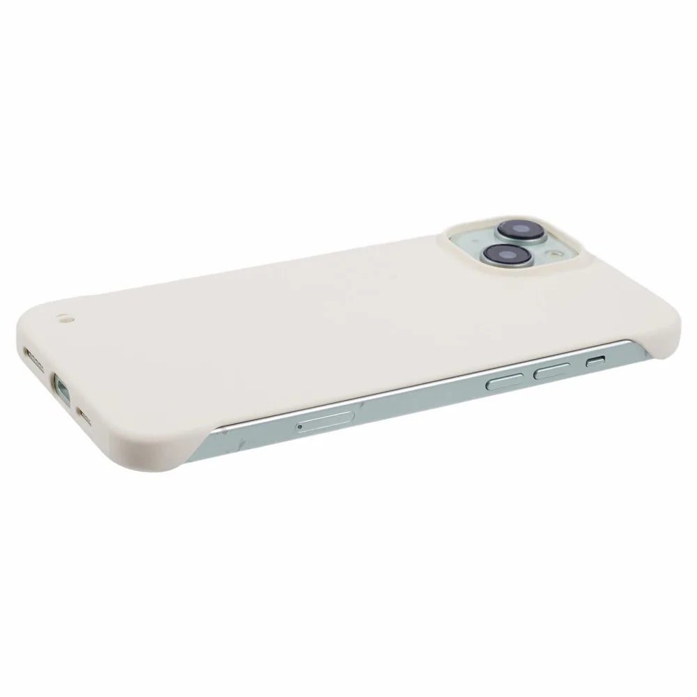For iPhone 15 Plus Case Hard PC Phone Cover Frameless Breathable - White - 5