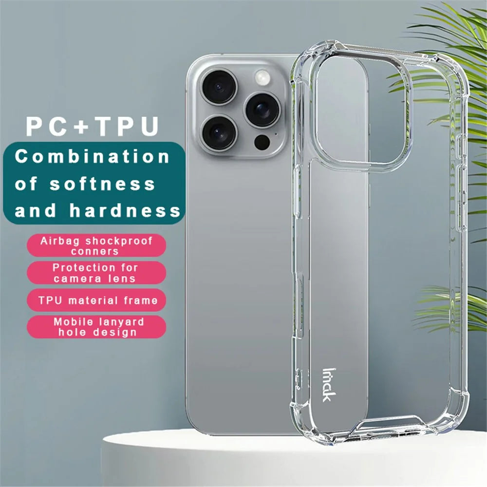 IMAK For iPhone 16 Pro Max Case Airbag Corners PC+TPU Clear Phone Cover - 2