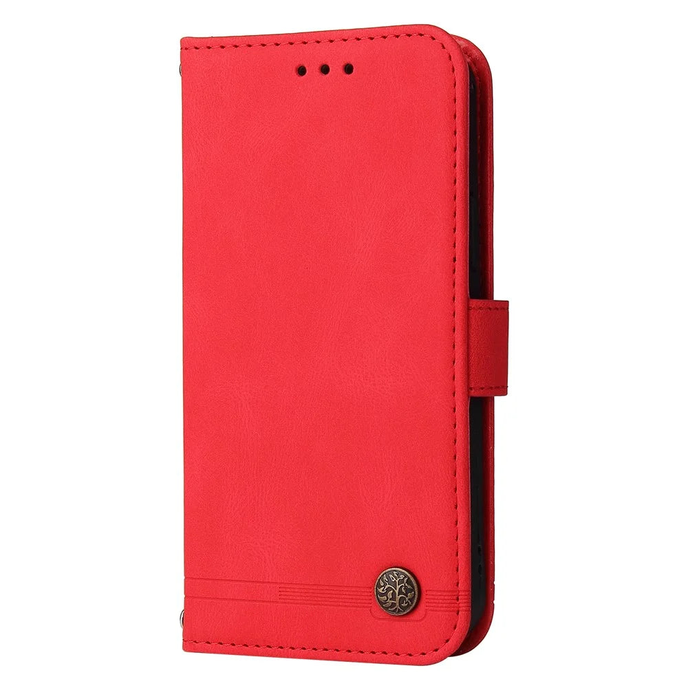 For Samsung Galaxy S24 FE Leather Wallet Cases Skin Touch Phone Cover Stand with Strap - Red - 7