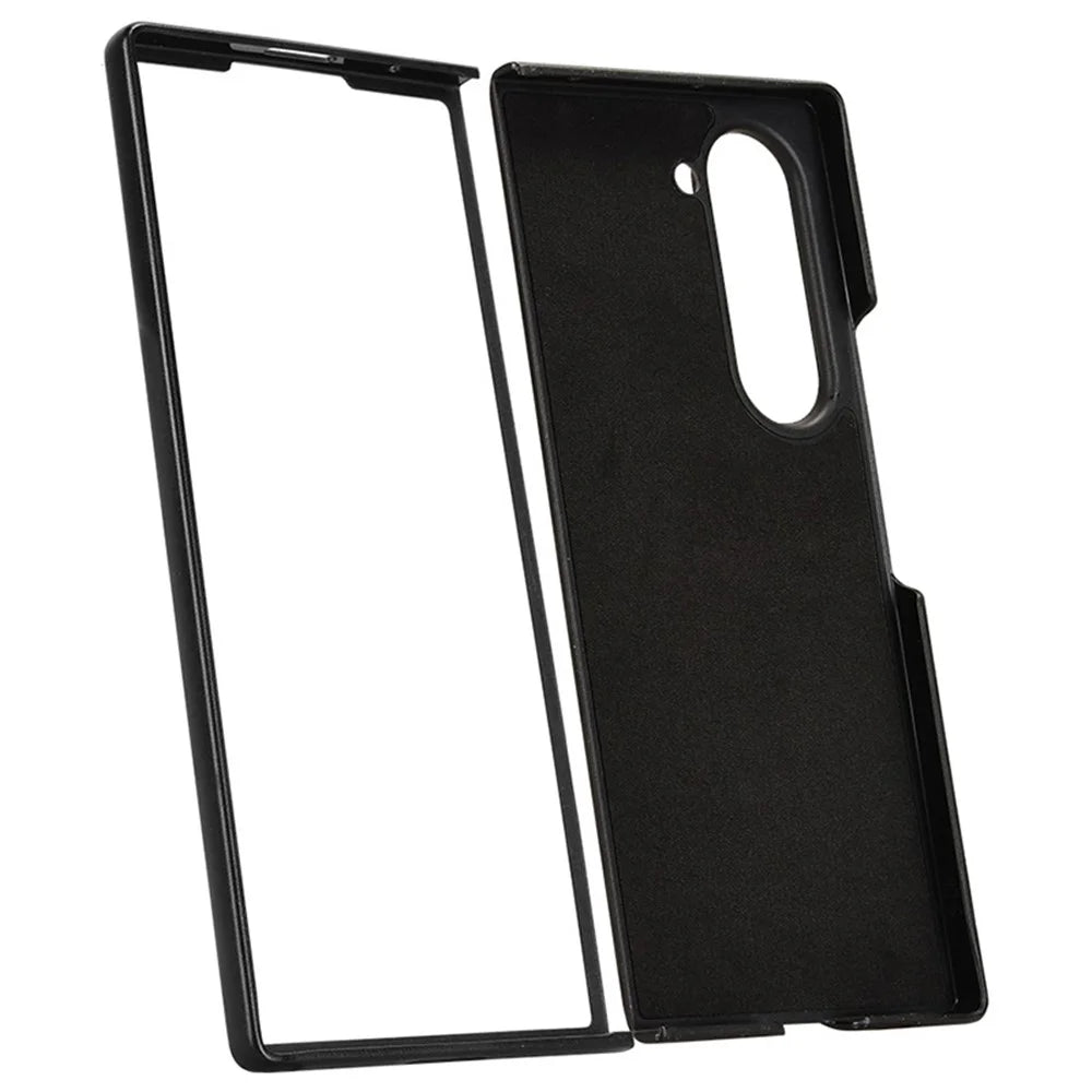For Samsung Galaxy Z Fold6 5G Case Litchi Texture PU Leather + PC Phone Cover - Black - 5
