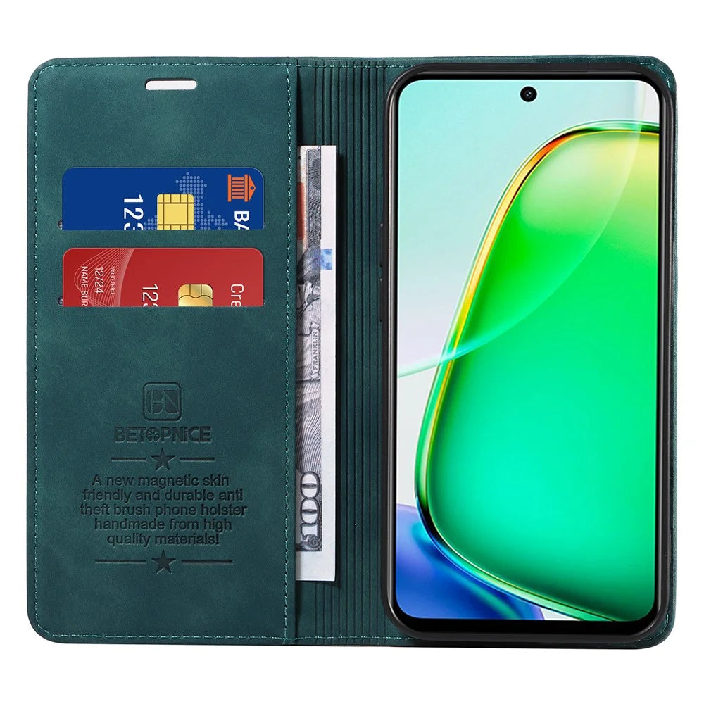 BETOPNICE 003 For vivo Y28 4G / iQOO Z9x 5G Case RFID Blocking Leather Phone Cover - Green - 2