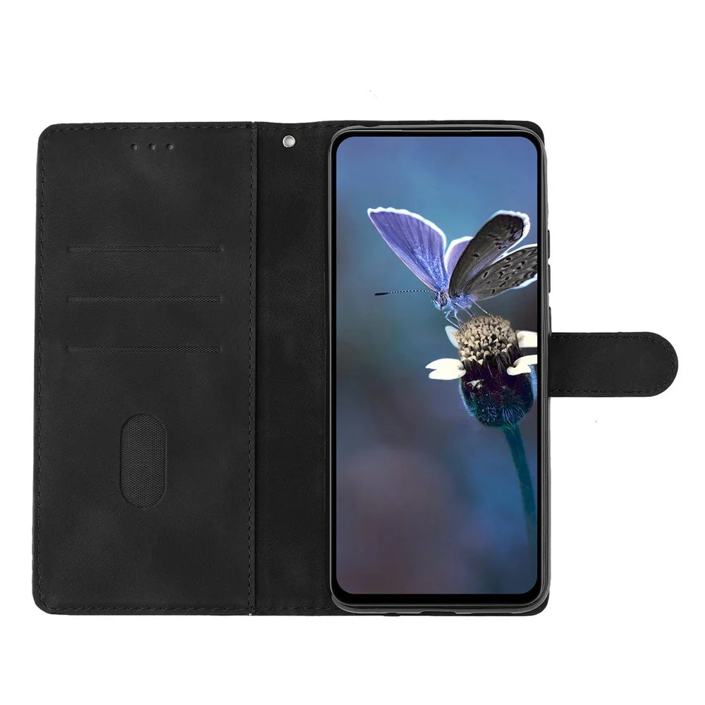 For iPhone 16 Case PU Leather Wrist Strap Card Slots Phone Cover Butterfly Flower - Black - 3