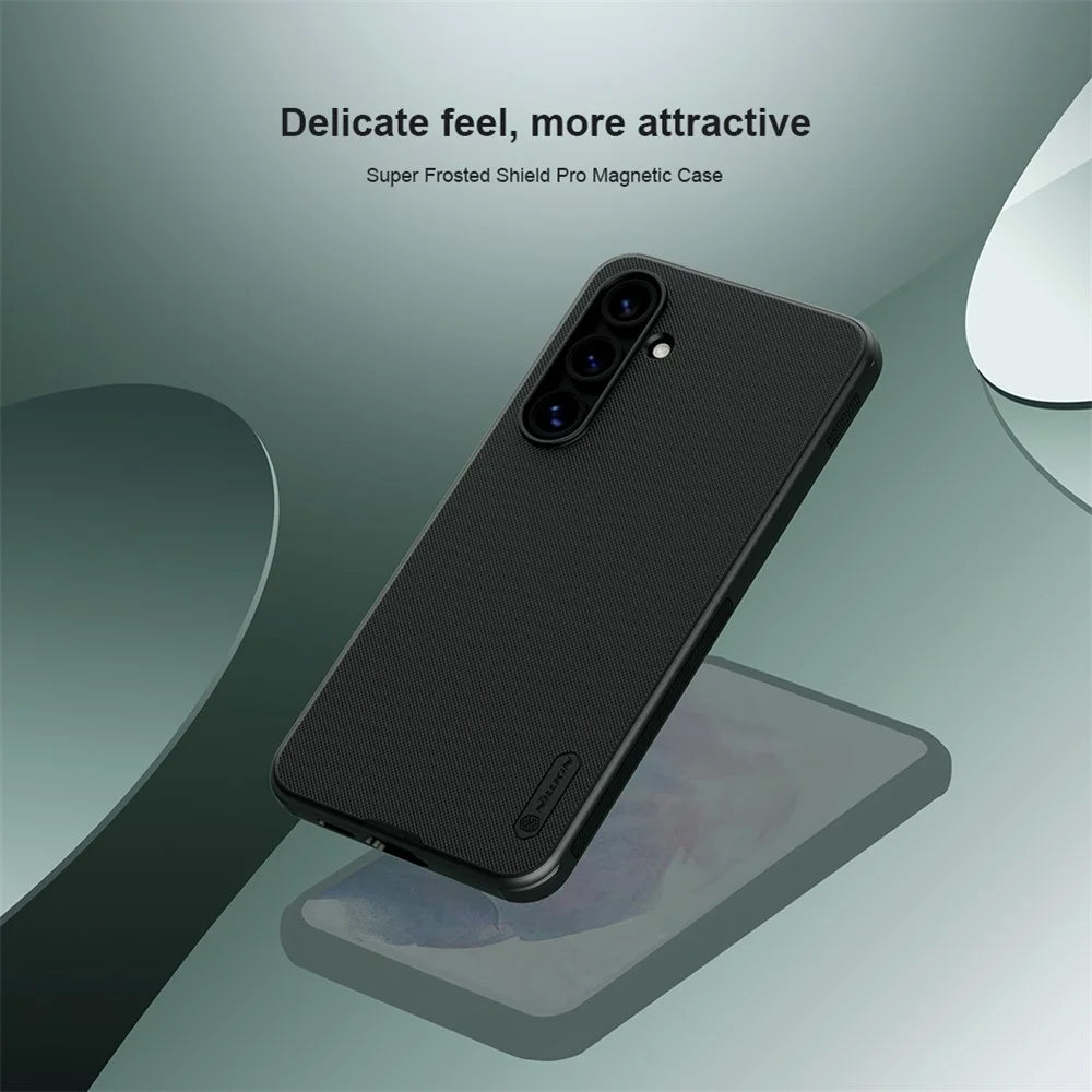 NILLKIN Super Frosted Shield Pro for Samsung Galaxy S24 FE Case PC+TPU Drop-Proof Shell Built-In Magnet Ring - Black - 5