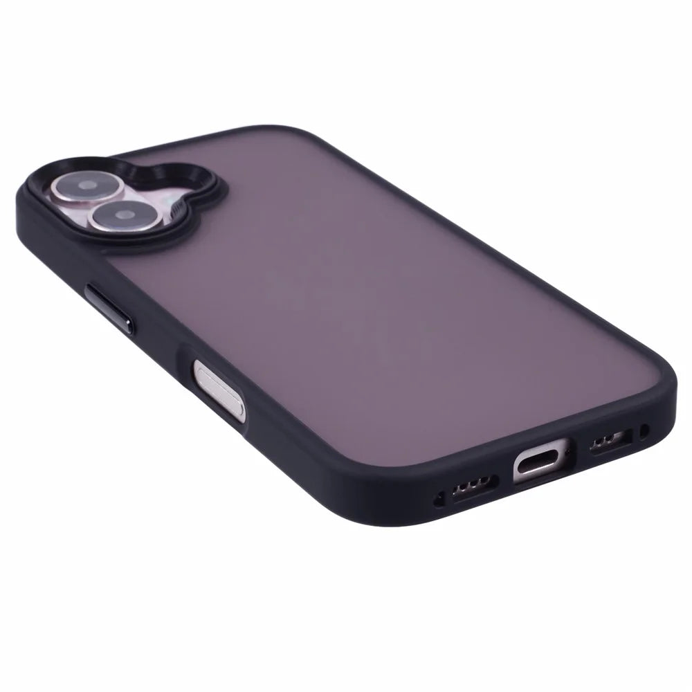 For iPhone 16 Plus Case Matte Finish PC+TPU Phone Cover Skin-Touch - Black - 4