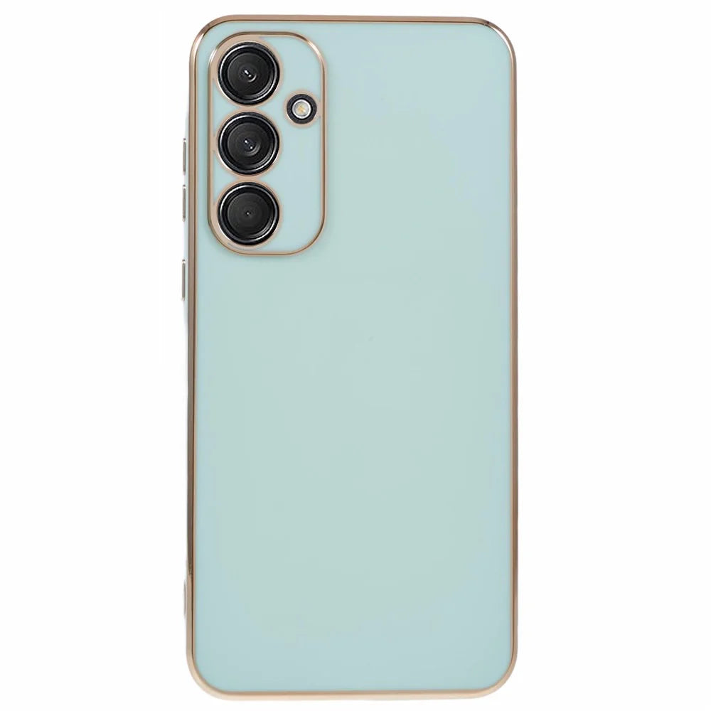 For Samsung Galaxy A55 5G Case 6D Electroplating TPU Phone Cover Camera Lens Protection - Cyan - 1