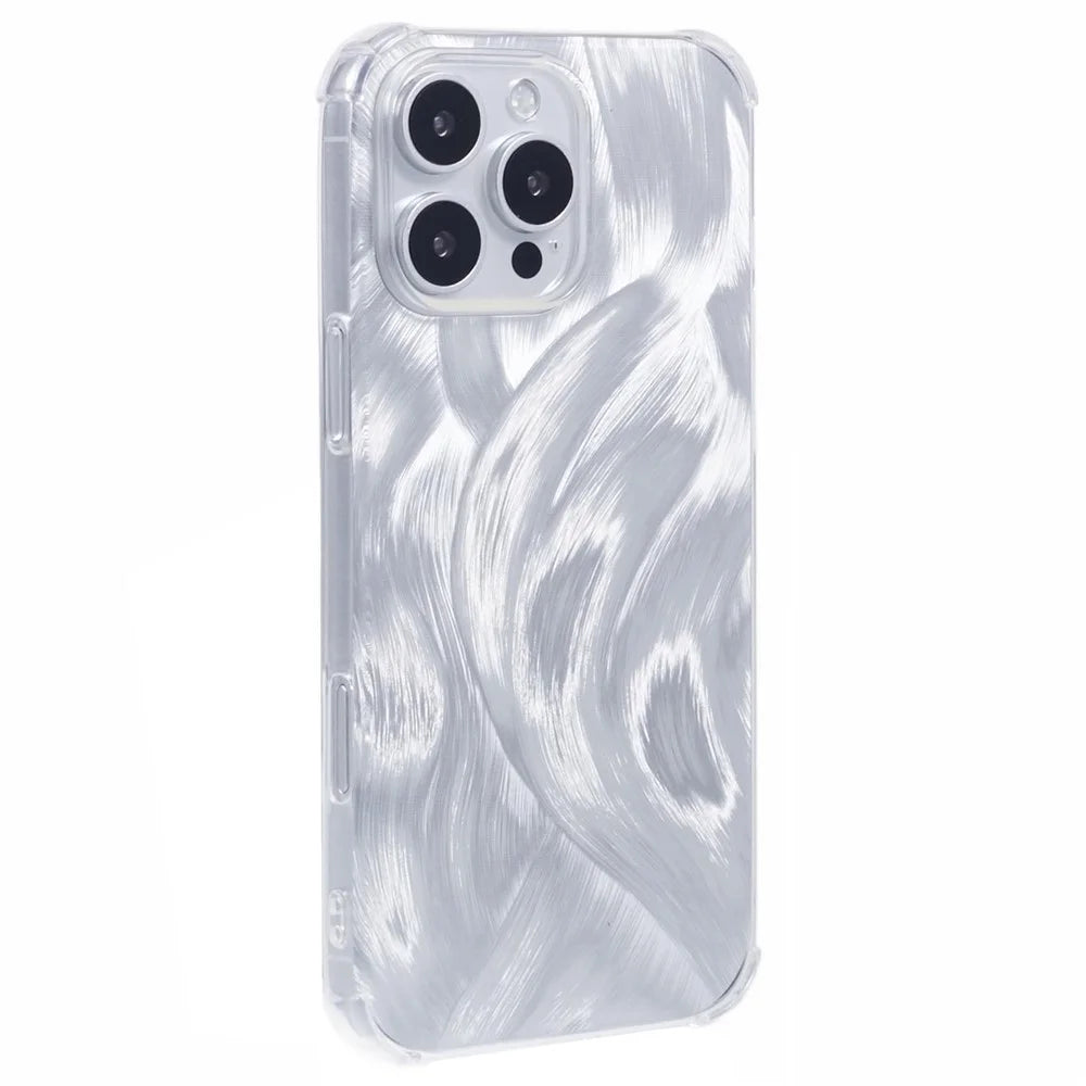 For iPhone 16 Pro Case Drop Protective TPU Phone Cover with Sparkly Paper - Aurora Feather - 1