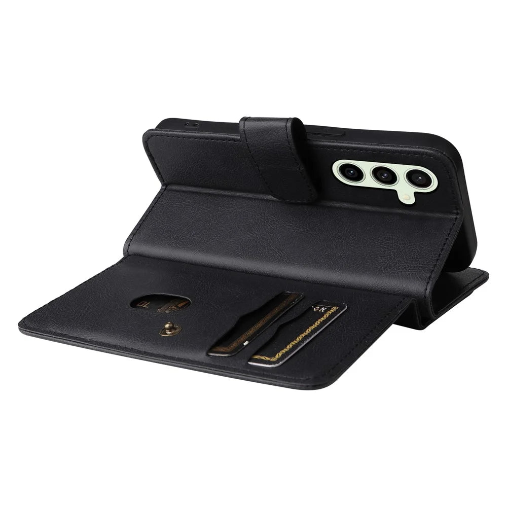 For Samsung Galaxy S24 FE Leather Case with 10 Card Holder Phone Cover Stand - Black - 7