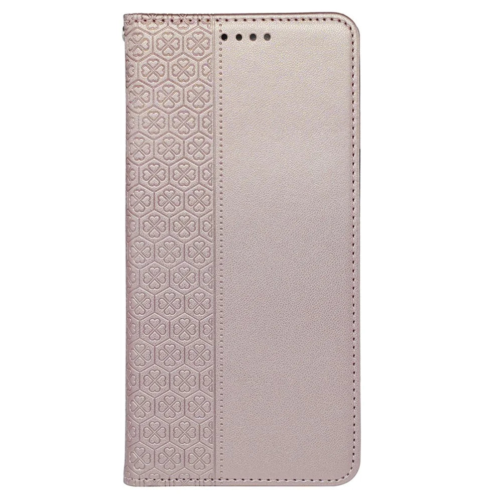 For Samsung Galaxy S24 FE Case Four-Leaf Clover Leather Phone Cover Flip Stand View - Rose Gold - 5