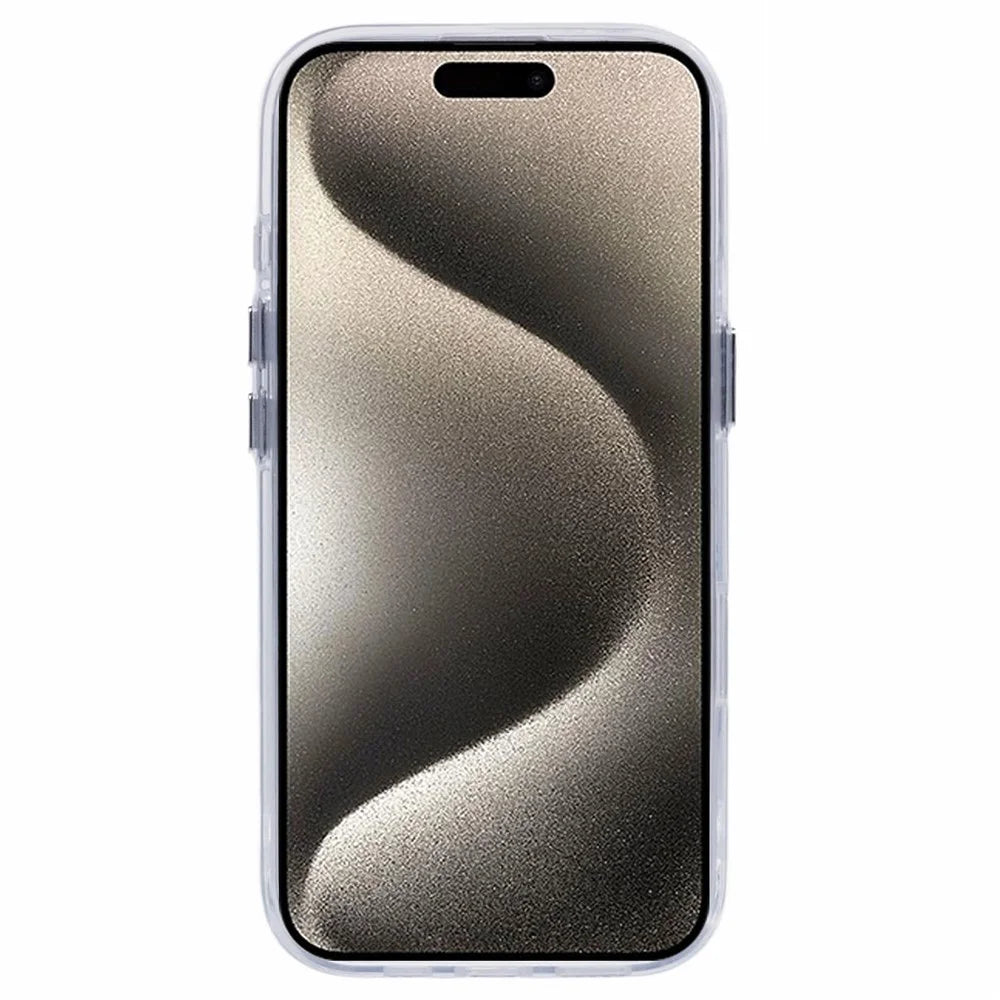 For iPhone 16 Pro Max Case Soft TPU Frame Hard PC Back Phone Cover 2.0mm Thick - Transparent White - 2