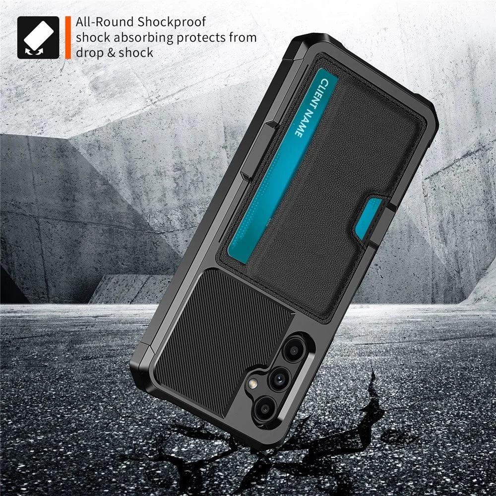 ZM02 For Samsung Galaxy A25 5G (Global) (161.0 X 76.5 X 8.3mm) Case Card Slot Leather+TPU Defender Phone Cover - 3