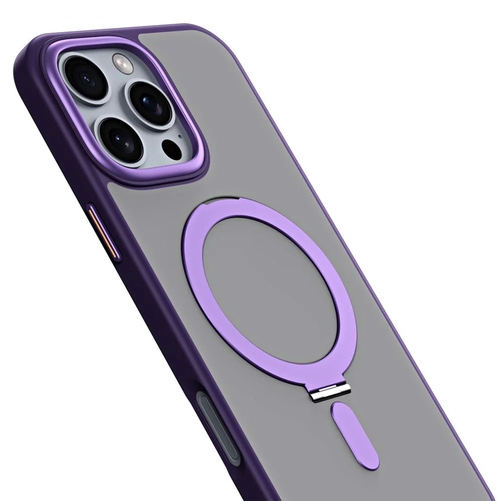 For iPhone 16 Pro Max Case Compatible with MagSafe TPU+Acrylic Kickstand Phone Cover - Purple - 6