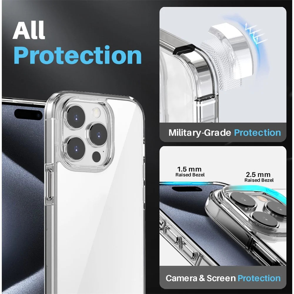 NORTHJO 5 in 1 For iPhone 15 Pro Max Case PC+TPU Phone Cover Set with 2 Screen Protector, 2 Lens Film - 2