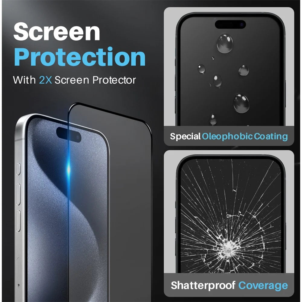 NORTHJO 5 in 1 For iPhone 15 Pro Max Case PC+TPU Phone Cover Set with 2 Screen Protector, 2 Lens Film - 4
