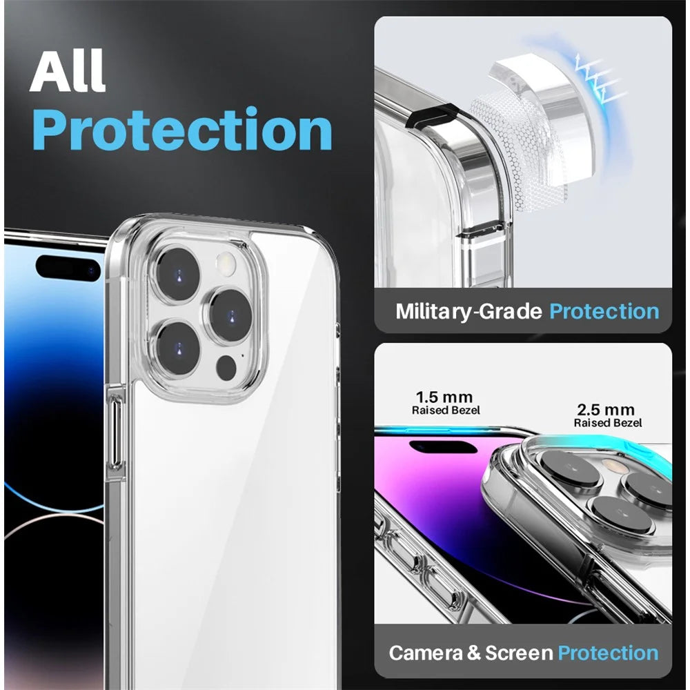 NORTHJO 5 in 1 For iPhone 14 Pro Clear Case PC+TPU Phone Cover Set with 2 Screen Protector, 2 Camera Lens Protector - 2
