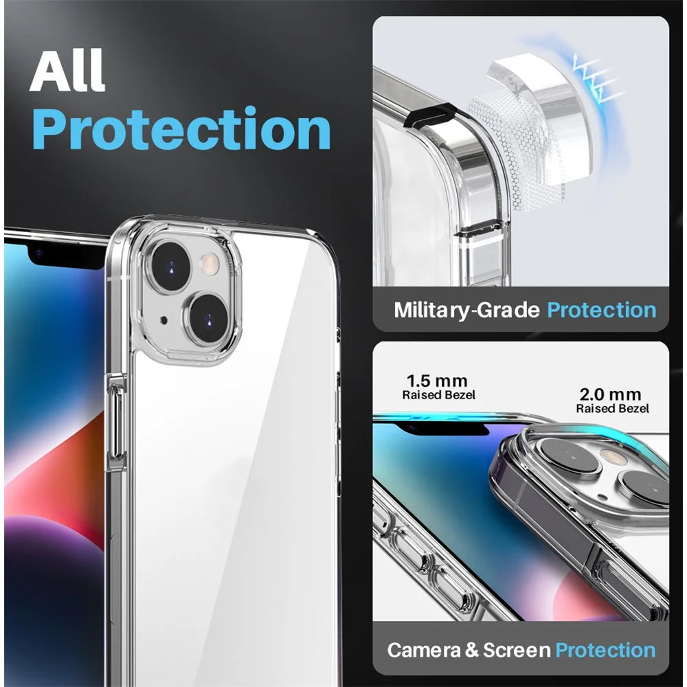 NORTHJO 5 in 1 For iPhone 14 Case PC+TPU Phone Cover Set with 2 Screen Protector, 2 Camera Lens Protector - 2