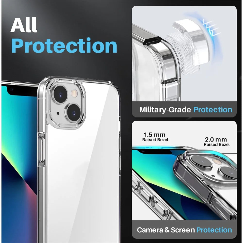 NORTHJO 5 in 1 For iPhone 13 Case PC+TPU Hybrid Phone Cover Set with 2 Screen Protector, 2 Camera Lens Protector - 2