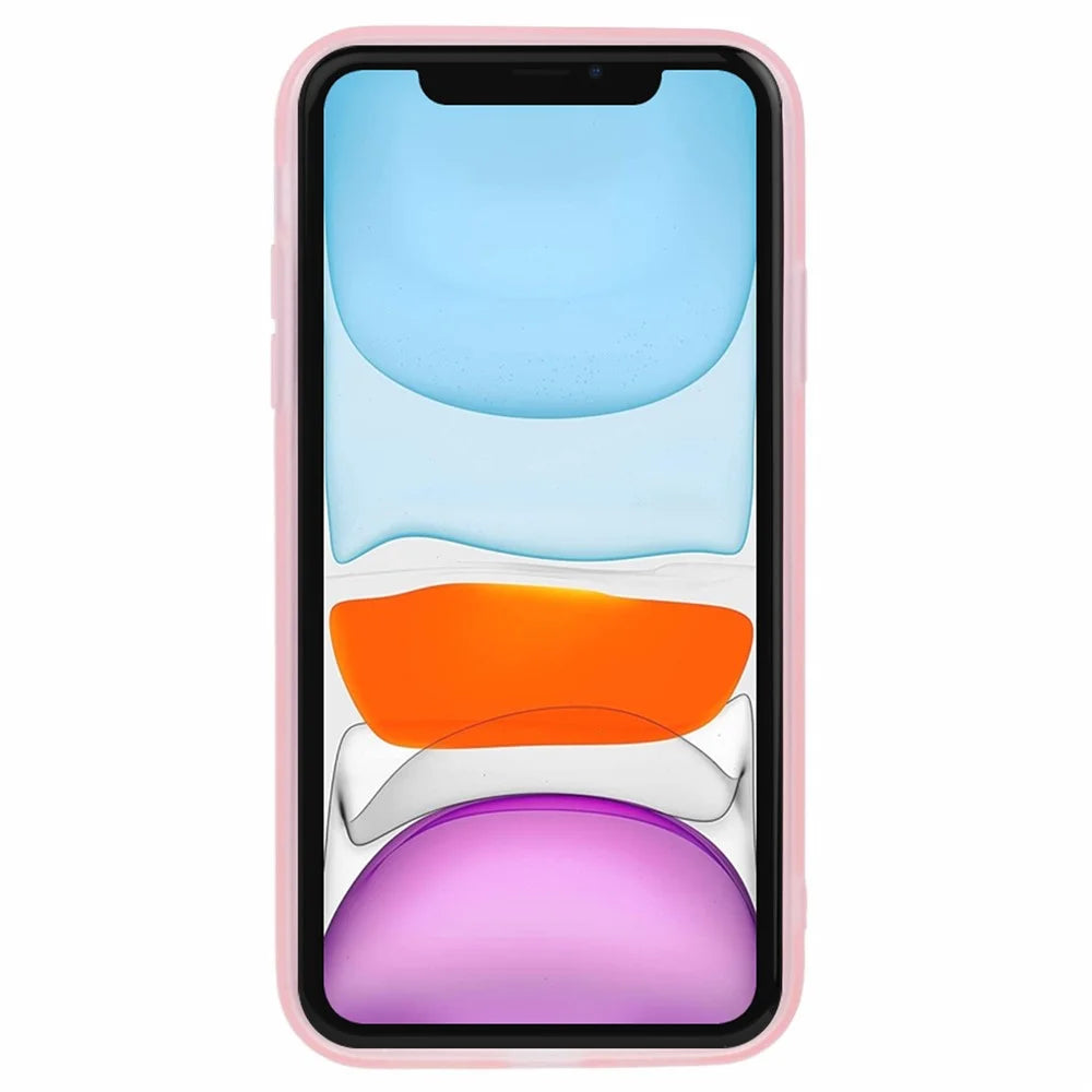 DKSM Series For iPhone 11 Case Electroplated Camera Frame TPU Phone Cover - Transparent Pink - 2