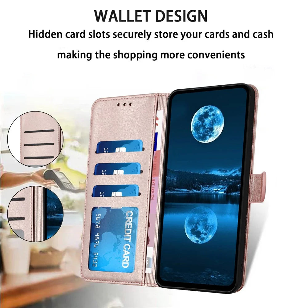 For Samsung Galaxy S25 / S24 Wallet Phone Case Stand Leather Flip Cover - Rose Gold - 2