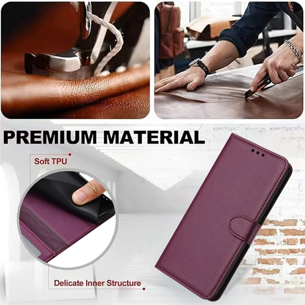 For Samsung Galaxy A05s 4G Shockproof Case Leather Stand Wallet Phone Cover - Purple - 4
