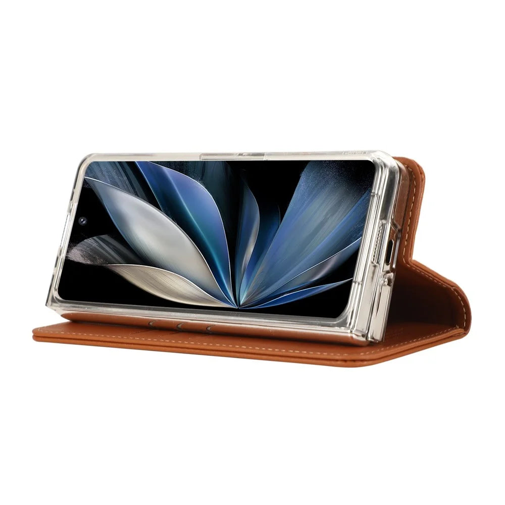 ABEEL For Samsung Galaxy Z Fold6 5G Phone Case RFID Blocking Leather Flip Cover - Brown - 3
