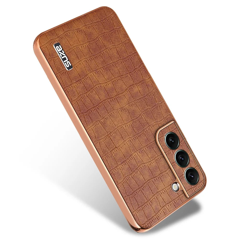 AZNS For Samsung Galaxy S22 5G Case PU+TPU Shockproof Phone Cover - Brown - 2