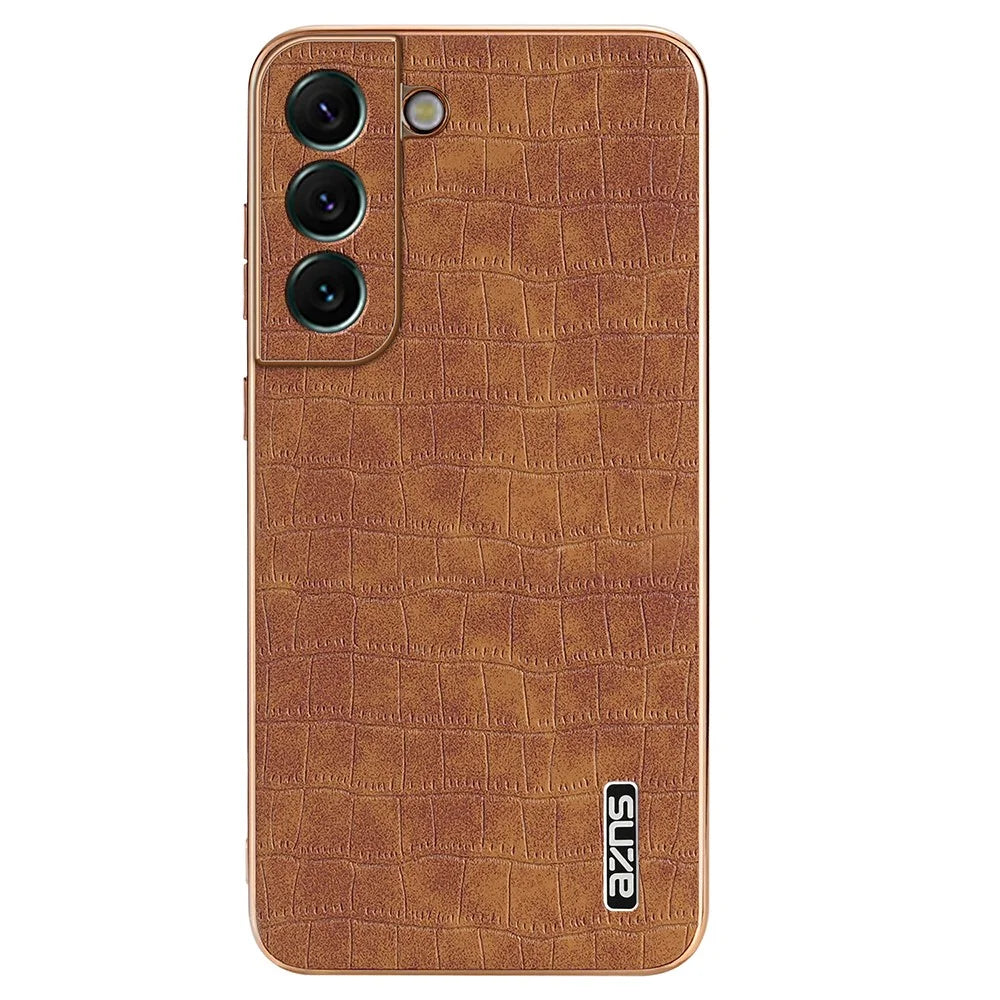 AZNS For Samsung Galaxy S22 5G Case PU+TPU Shockproof Phone Cover - Brown - 3