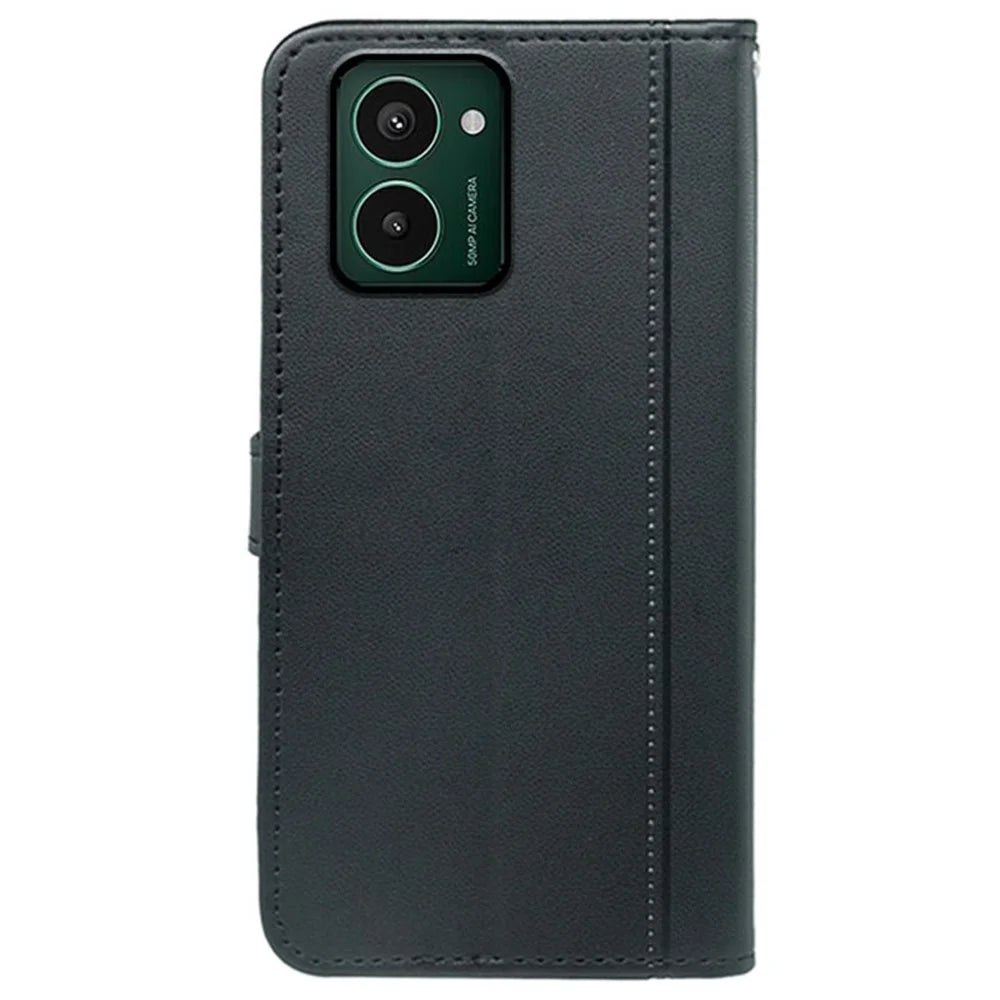 HX02 For HMD Pulse Pro Case Wallet Leather Phone Cover with Strap - Black - 6