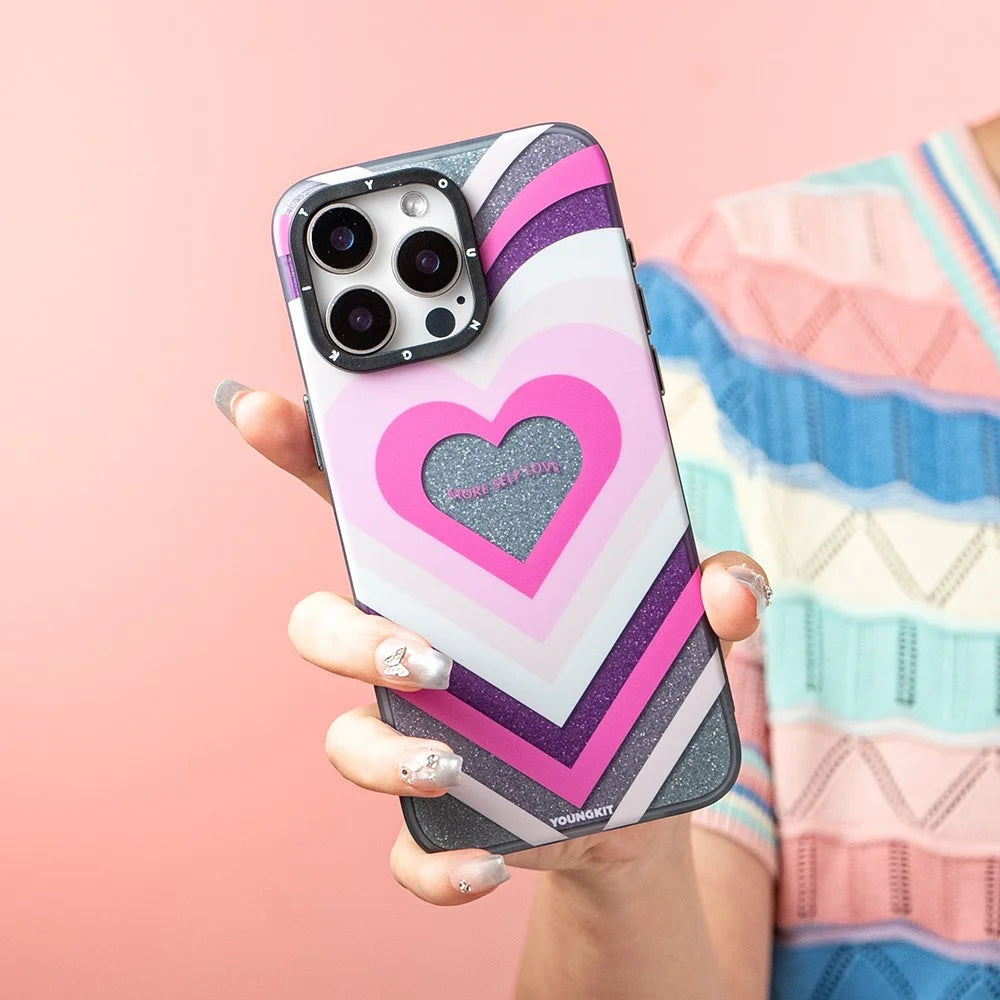 YOUNGKIT Dazzling Series For iPhone 14 Pro Max Magnetic Case Hard PC Phone Cover Print Pattern Design - Ring - 2