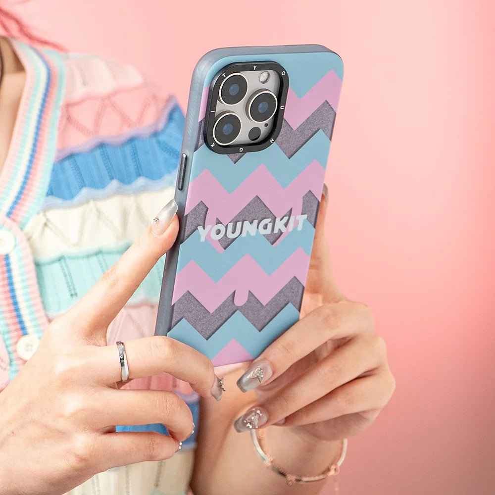 YOUNGKIT Dazzling Series For iPhone 14 Pro Max Magnetic Case Hard PC Phone Cover Print Pattern Design - Ring - 3