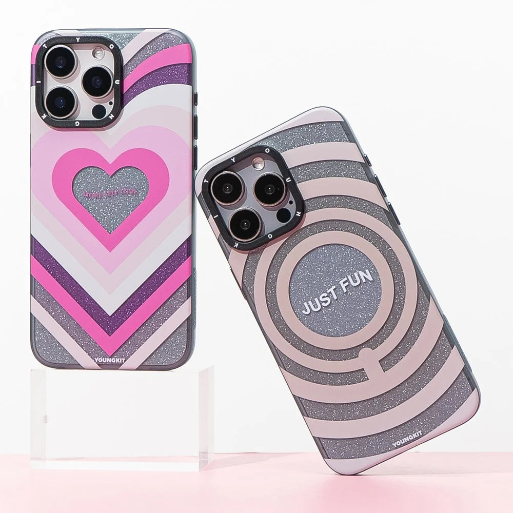 YOUNGKIT Dazzling Series For iPhone 14 Pro Max Magnetic Case Hard PC Phone Cover Print Pattern Design - Ring - 4