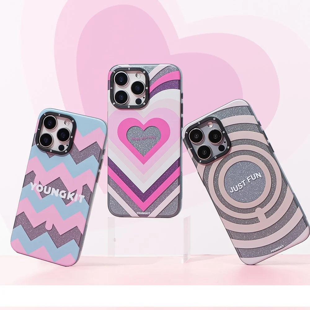 YOUNGKIT Dazzling Series For iPhone 14 Pro Max Magnetic Case Hard PC Phone Cover Print Pattern Design - Ring - 5