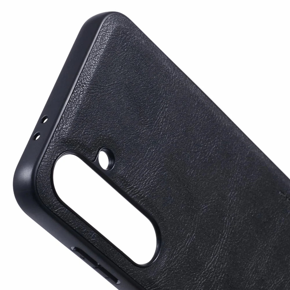 X-LEVEL Bojue-3 Series For Samsung Galaxy S24 FE Case PU Leather Business Phone Back Cover - Black - 6