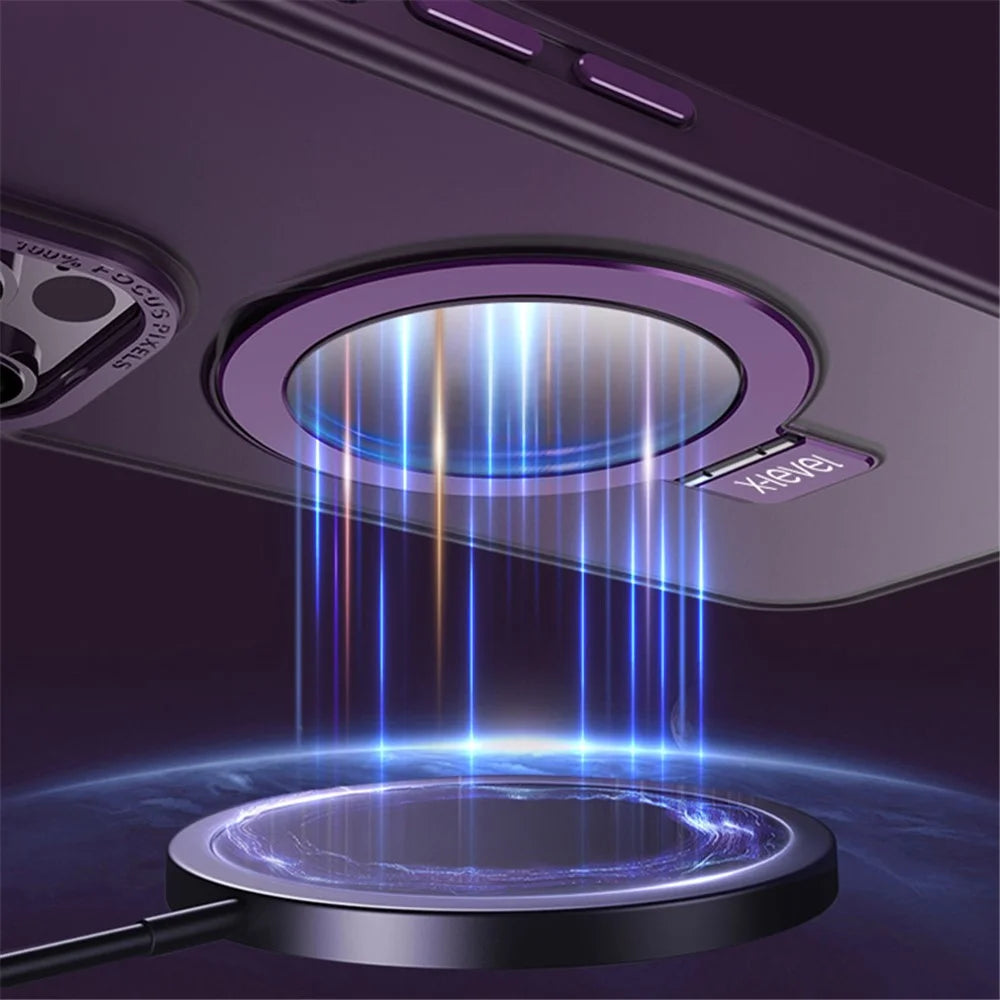 X-LEVEL For iPhone 14 Case  Compatible with MagSafe Kickstand TPU+PC Phone Cover - Purple - 2