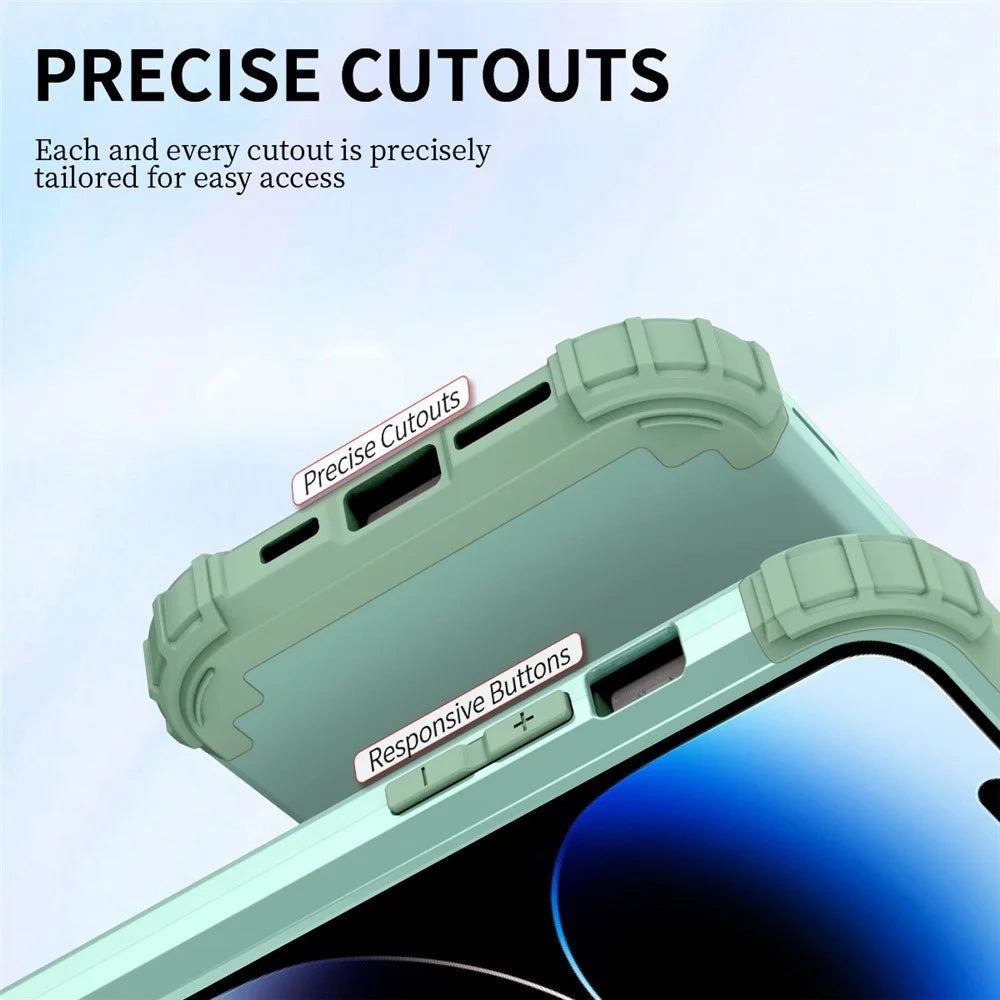 For iPhone 14 Pro Max L-Style Phone Case with Ring Holder Kickstand Protective Phone Back Cover - Green - 3